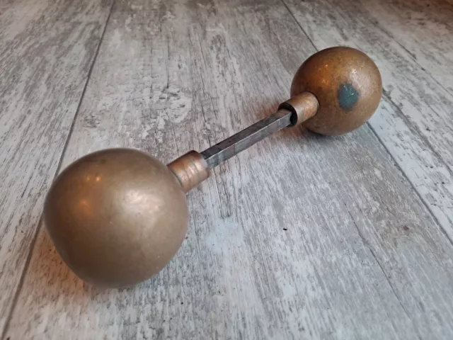 Antique Brass Door Handles Knobs Victorian Sphere Ball Round 2" Aged Patina