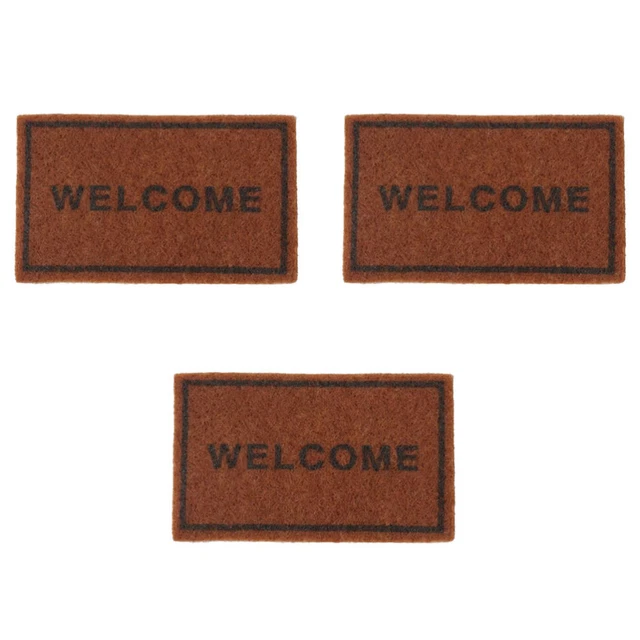 3 un. alfombras de bienvenida para casa de muñecas mini alfombrilla de piso de bienvenida mini almohadilla de piso para puerta