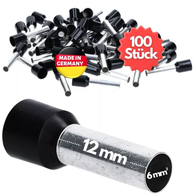 100 Pièce Kalitec AE612SW Embouts Isolés 6,0mm ² 12mm Long Endhuelse