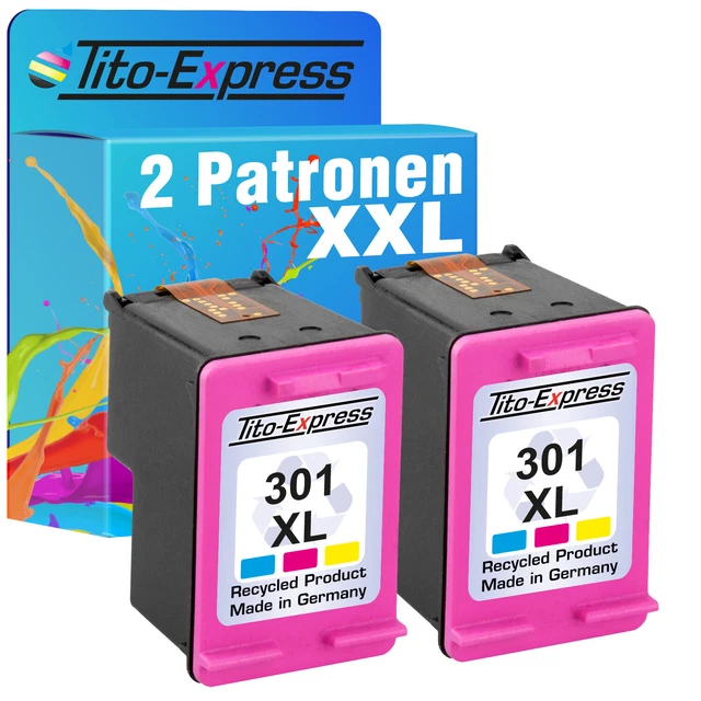 2 cartucce XXL colore per HP 301 XL 1000 1010 1050 1050 A 1055 1510 1514 2000