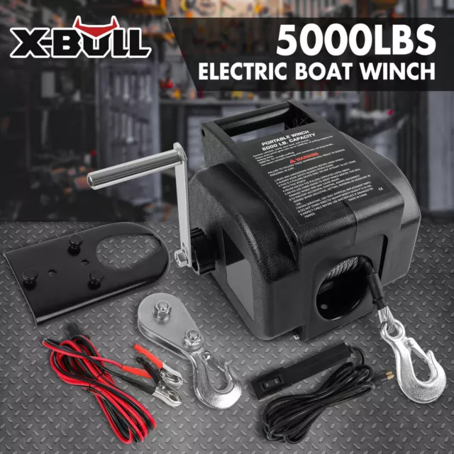 X-BULL 12V Electric Boat Winch 5000LBS Portable Detachable Marine Trailer Winch