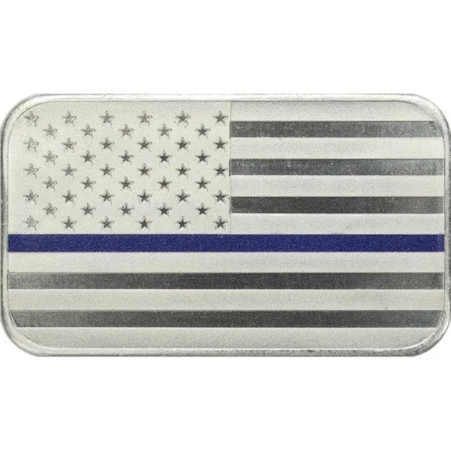 Thin Blue Line 1oz Fine Silver Bar Police Officer American Flag We've Got You 6