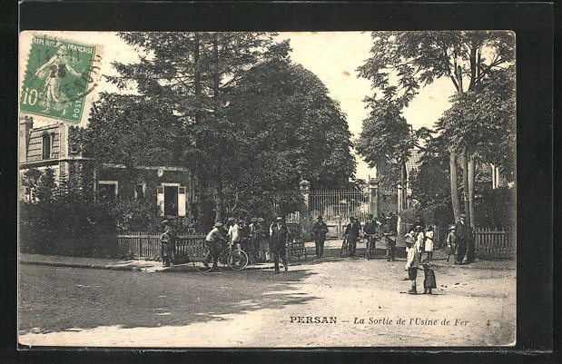CPA Persan, La Sortie de l´usine de Fer 1923