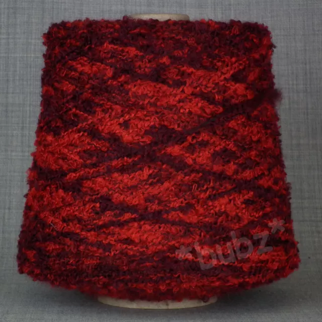 SUPER SOFT RED SPACE DYE TIGER YARN 4 PLY 400g CONE POODLE BOUCLE BOBBLE KNIT