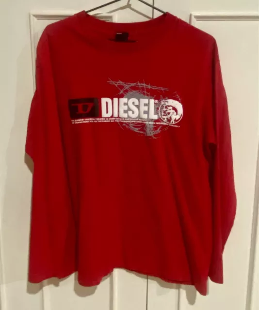 Vintage Diesel Long Sleeve Tshirt 1990s Fashion Size XL Rave wear 