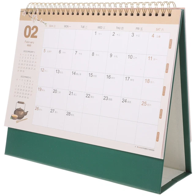 Orologio Da Tavolo Vintage Con Flip Calendar - Modello Quarzo Bianco Per Scrivania, 20x5x10.8 Cm