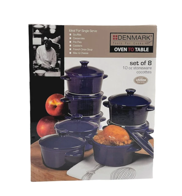 Juego de 8 utensilios de cocina de una sola porción seguros para horno esmaltado de 10 oz nuevos