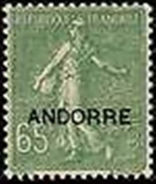 ANDORRE FRANCAIS STAMP TIMBRE N° 16 " SEMEUSE FOND LIGNE 65c OLIVE" NEUF xx LUXE