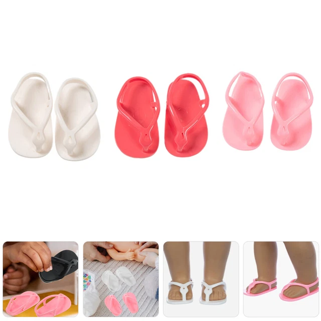 3 Pairs Handicraft Sandals Toy Mini Shoes Simulation Tiny Toddler Baby Girl