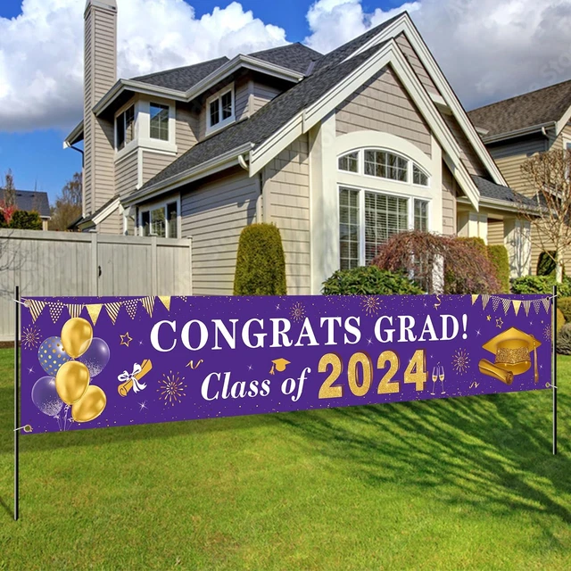 2024 GRADUATION DECORATIONS Congrats Grad Class of 2024 Banner Purple