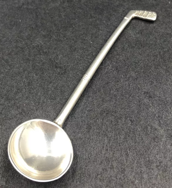 An unusual novelty sterling silver golf club salt spoon Birmingham 1990