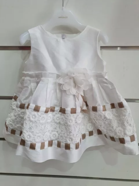 Abito battesimo e cerimonia per bambina bianco e beige Les Enfants Chic 3/12 mes