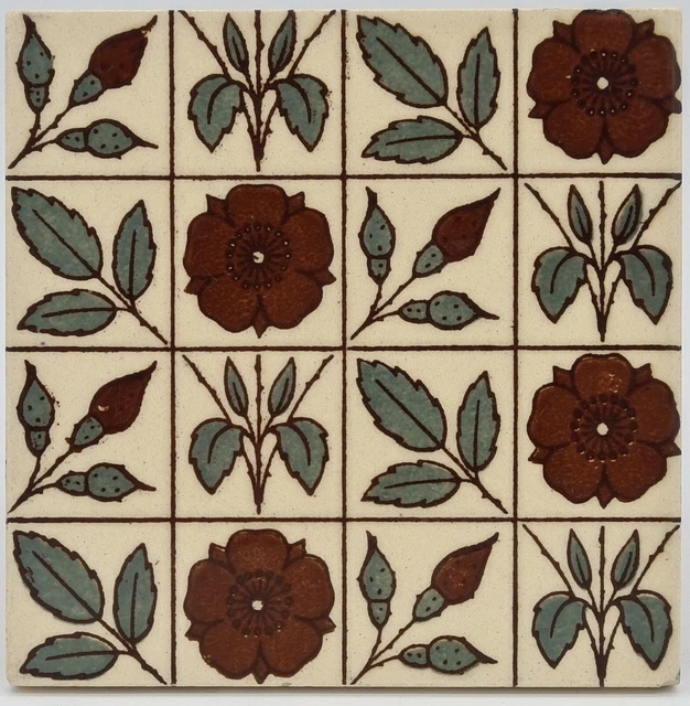 Antique Fireplace Tile Minton Hollins & Co Transfer Printed W. Morris Influence Antique Fireplace Tile Minton Hollins & Co Transfer Printed W. Morris Influence