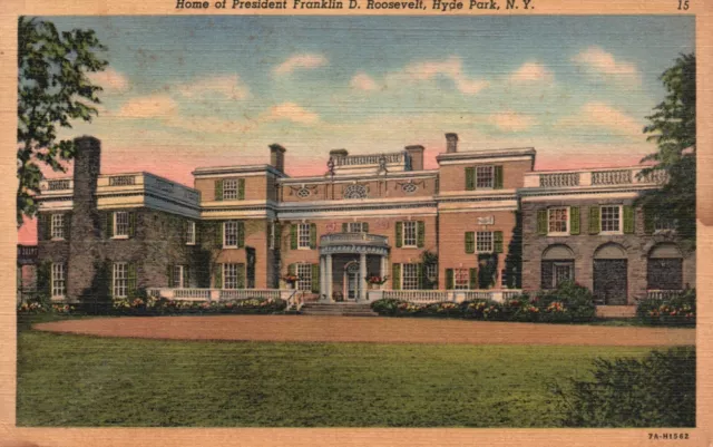 Postcard NY Hyde Park President Franklin D Roosevelt Home Vintage PC f8572