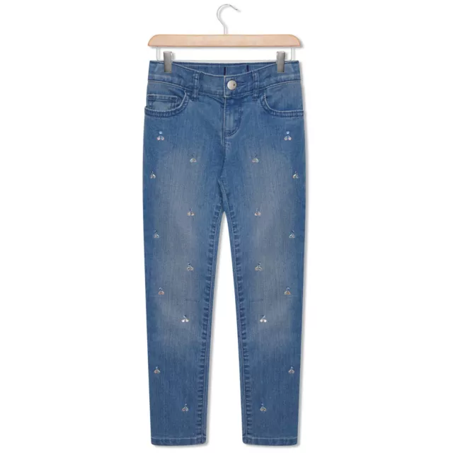 Girls Skinny Jeans Diamante Embellishment Medium Blue 6 Years