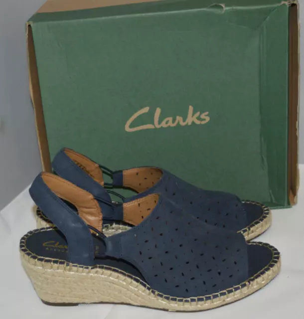CLARKS ARTISAN PETRINA Gail Leather Espadrille Wedge Sandal Standard 8D Metallic 38.00 PicClick UK