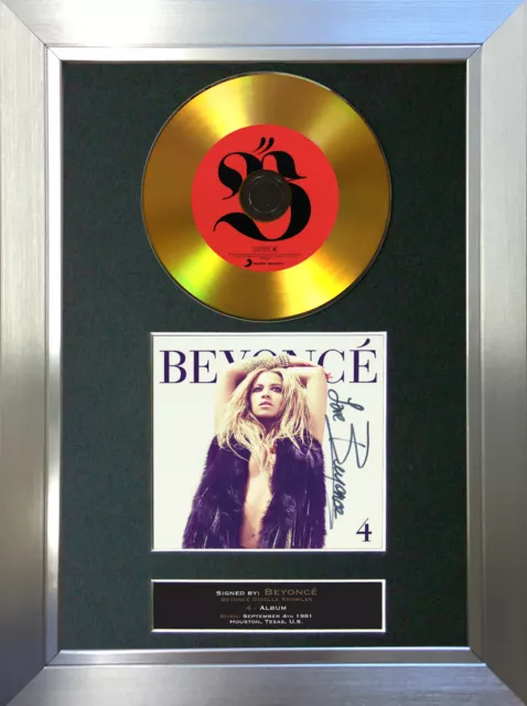 GOLD DISC BEYONCE 4 Signed Reproduction Autograph Mounted Print A4 85 2