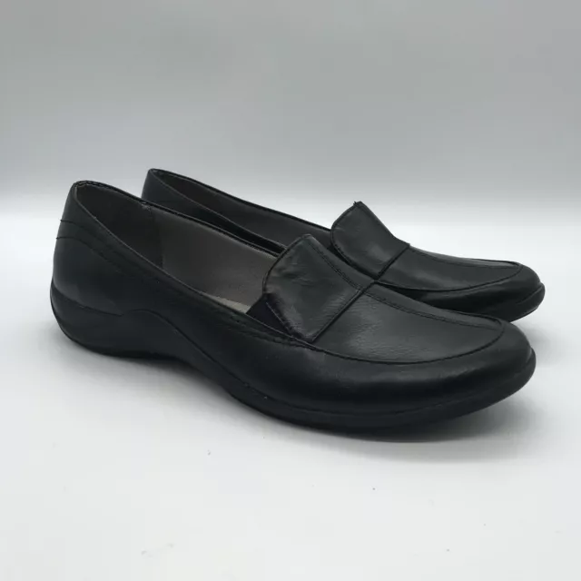 Life Stride Black Leather Women's 9.5M Wedge Slip On Casual Comfort Shoes