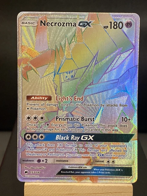 Pokemon Card Necrozma GX 153/147 Rainbow Secret Rare Burning Shadows Ex N/M