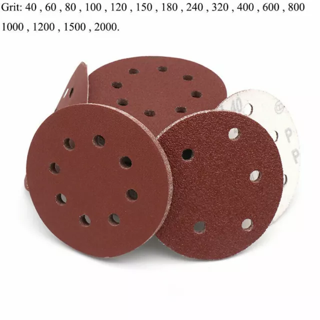 125mm Sanding Discs 8 Hole Hook & Loop Sandpaper Orbital Sander Pad 40-2000 Grit