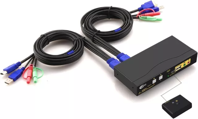 Interruptor HDMI KVM CKLau 4Kx2K@60Hz 2 puertos con audio y cable, conmutador KVM de doble puerto