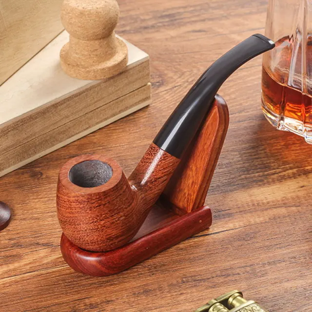 Red Solid Wood Wooden Smoking Pipe Tobacco Cigarettes Cigar Pipes X'mas  Gift US