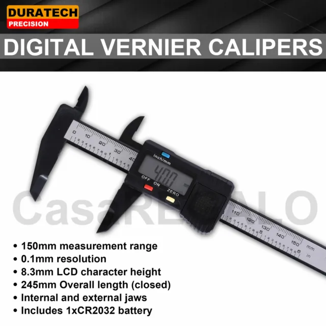 150mm LCD Digital Electronic Carbon Fiber Vernier Caliper Gauge Micrometer 6inch