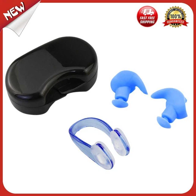 es Soft Silicone Swimming Earplugs Nose Clip Set Soundproof Ear Plugs (Blue)