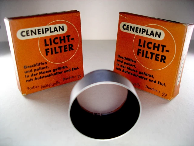 Filtros Ceneiplan amarillo claro (luz) amarillo medio (medio) + campana para lente 29 mm