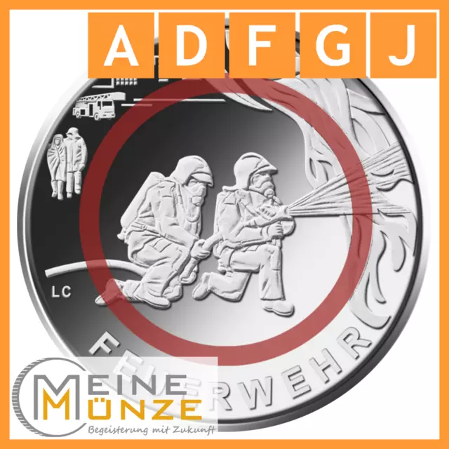 10 Euro Münze 2023 FEUERWEHR Serie Im Dienst der Gesellschaft Deutschland ADFGJ