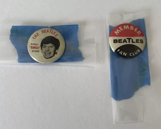 The Beatles Button Lot Of 2. Fan Club Member And Ringo. Vintage