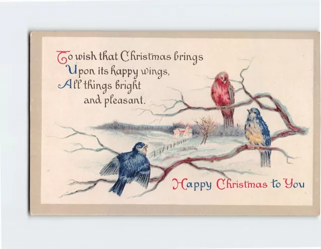 Postcard Christmas Greeting Card with Quote and Birds Art Print