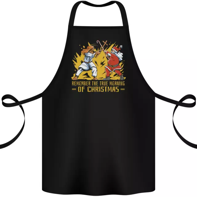 Santa vs Jesus Funny Christmas Xmas Cotton Apron 100% Organic