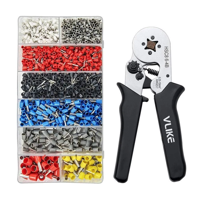 Ferrule Crimping Tool, VLIKE Wire Crimper Pliers with 1200 Terminal Ferrules ...