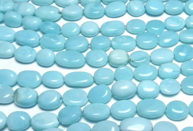 14" PERUVIAN BLUE OPAL 6-8mm Oval Beads /o2