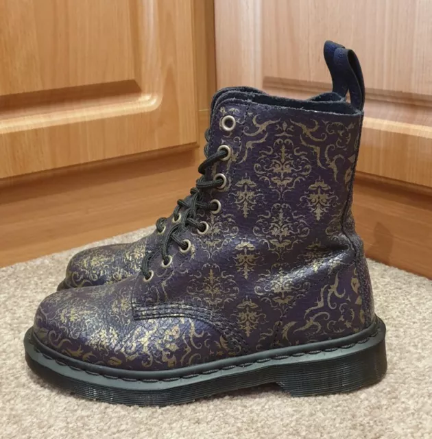 GORGEOUS DR MARTENS Pascal BQ Baroque Boots Purple Gold Size UK 4