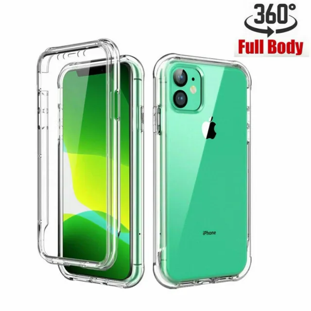 360 CLEAR Case For iPhone 14 15 Pro Max XR 13 Max 8 7 14 15 Silicone Shockproof