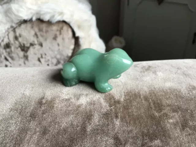 Vintage Carved Jade Hard Stone Frog