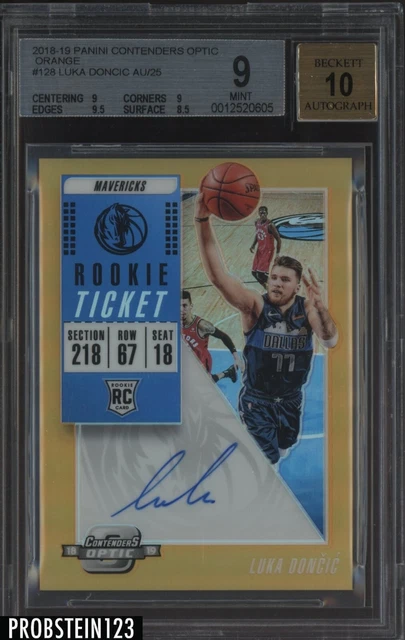 2018-19 Contenders Optic Orange Ticket Luka Doncic RC 13/25 BGS 9 w/ 10 AUTO