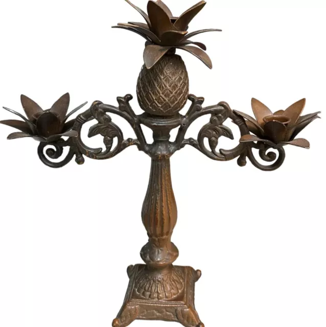Bronze Wrought Iron Pineapple Candelabra 15X15