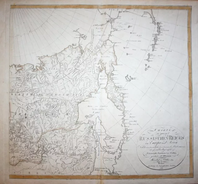 Russia Russland Kamtchatka Asia Asien Karte map Reinecke Kupferstich 1817