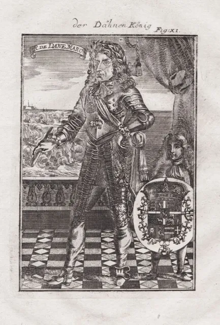 Christian V Of Danimarca Danmark Norge Norvegia Ritratto Mallet 1719