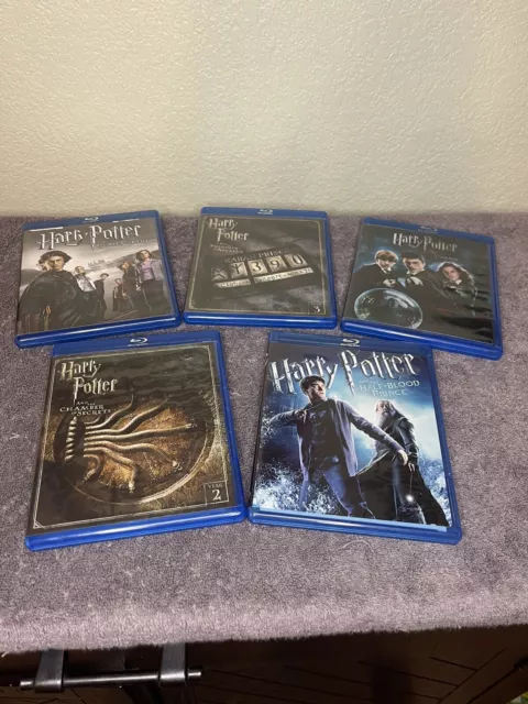 Lot of 5 Harry Potter Blue Ray Movies Year 2, Year 3, Order of Phoenix, & More!