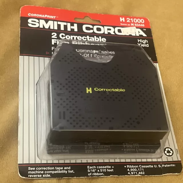New Genuine OEM Smith Corona H Series 21000 Correctable Typewriter Ribbon 2 Pack