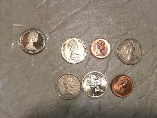 1974 British Virgin Islands Queen Elizabeth  proof  10 C 7 Coin Lot  Penny 1981
