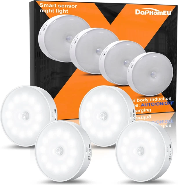MOTION SENSOR LIGHTS Indoor,4 Pack Wireless USB Rechargeable Cupboard ...