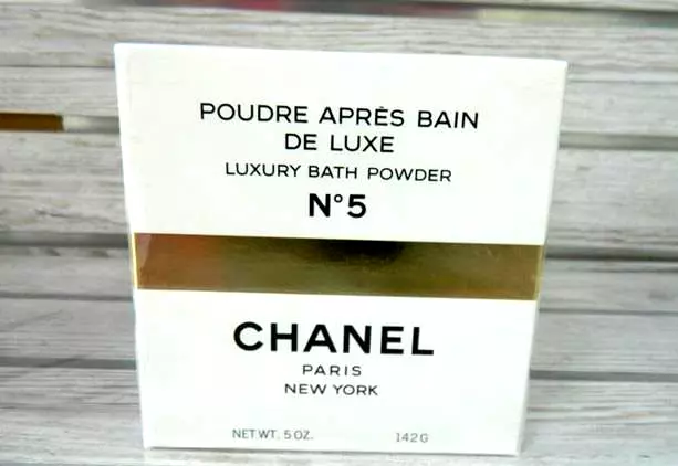 Chanel No 5 After Bath Powder w Puff 5 oz - Open Container Quite Full See  Pics