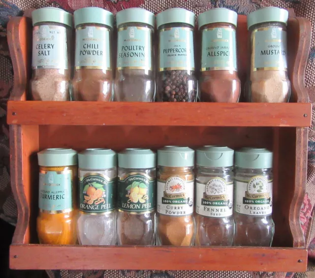 Vintage McCormick Spice Jars Green Lid Label Kitchen Decor Staging YOUR  CHOICE