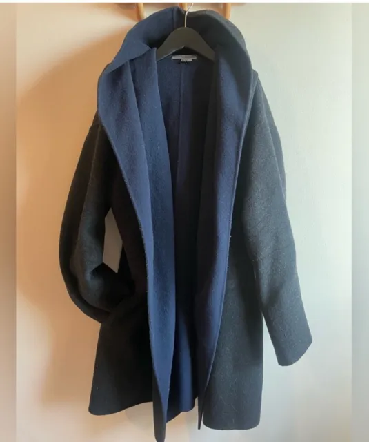 Vince grey blue black wool blanket coat oversized size M