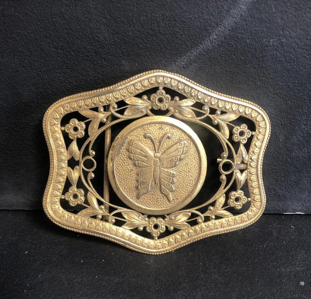 Boucle De Ceinture Ancienne Art Nouveau – Métal Motif Floral – Vintage